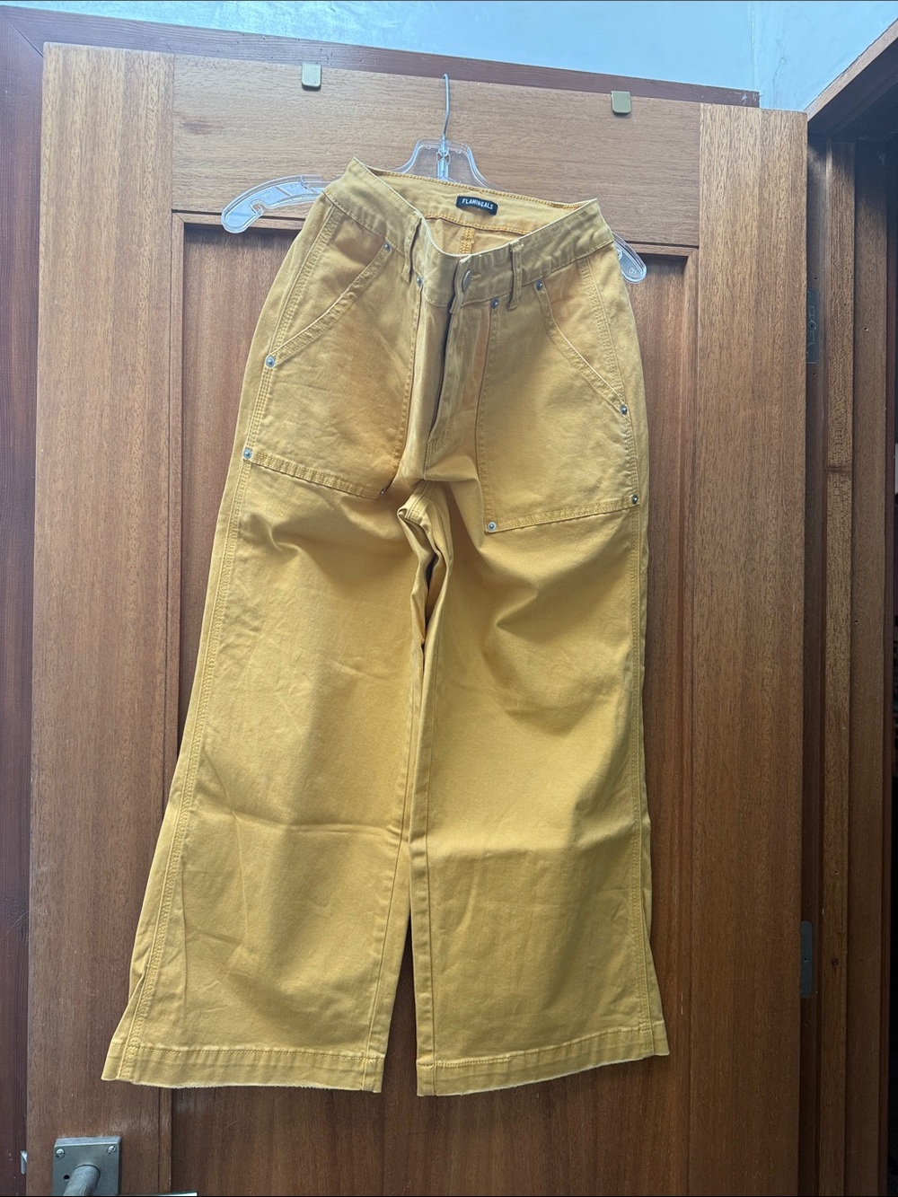Flamingals women’s  Mustard Yellow Cargo Work Pants - Wide Leg